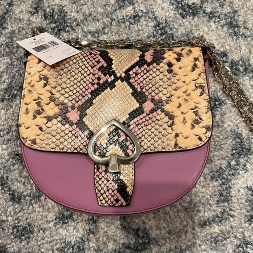NWT RARE Kate Spade New York Robyn Exotic Medium Crossbody Saddle Bag - Purple